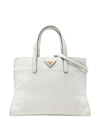 Prada 2010-2025 Saffiano Soft Triple Pocket Tote satchel - White