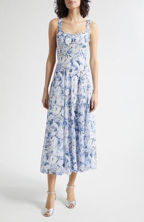 Cinq &agrave; Sept Marmo Heirloom Petals Dress in Navy Multi at Nordstrom, Size 10