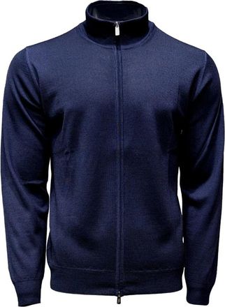Fedeli Favonio Cardigan - Heren - Vesten - Blauw - M - Wol - Truien & Vesten