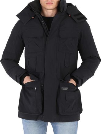 Save The Duck Mens Black Logo Down Jacket, Size Medium