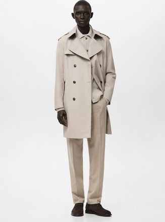 Mango Trench cintura water repellent beige - Uomo - XXL - MANGO MAN