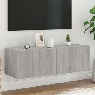 vidaXL Vidaxl - Mueble De Tv De Pared Con Luces Led Gris Sonoma 100x35x31 Cm