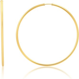 MAX + STONE 14k Yellow Gold 2mm Tube Flex Continuous Hoop Earrings 40MM-80MM