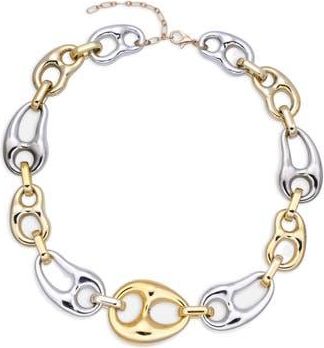 Eye Candy Los Angeles Comb Two-Tone Statement Necklace in Gold at Nordstrom Rack