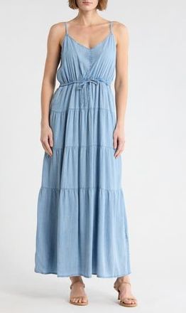 Splendid Audriana Denim Tiered Maxi Dress in Indigo Blue at Nordstrom Rack, Size X-Small