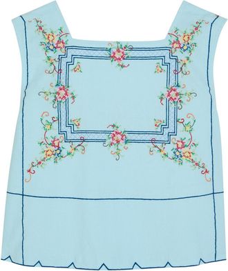 Free People Garden Wall Embroidered Cotton top - Light Blue - L (UK16-UK18 / L)