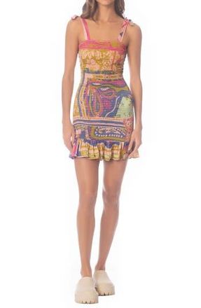 Maaji Hankie Lua Smocked Multifit Cover-Up Minidress in Pink at Nordstrom Rack, Size Medium