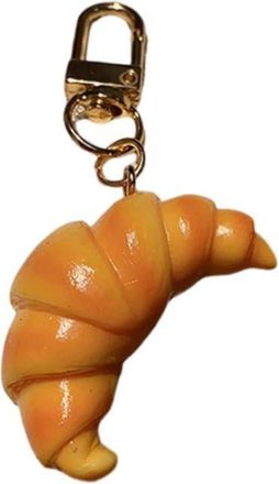 Generic Simulation Food Toy Model Pendant Keyring, Backpack Decor Girls Keyring, Personalized Creative Croissant Gifts Keychain Ring Chain(Gold)