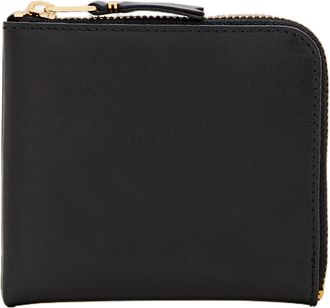 Comme Des Gar&ccedil;ons Zippered Black Leather Wallet with Interior Card Holders