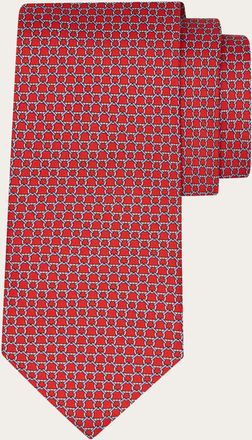 Ferragamo Men Link print silk tie Red