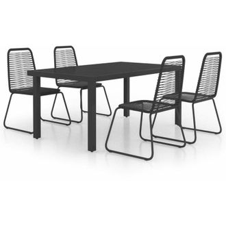 vidaXL Set De Comedor De Jard&iacute;n De 5 Piezas Pvc Rat&aacute;n Negro Vidaxl