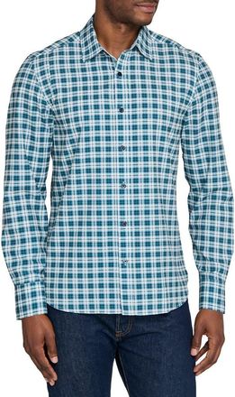 ConStruct Check Woven Long Sleeve Basic in Navy/green at Nordstrom, Size Xx-Large