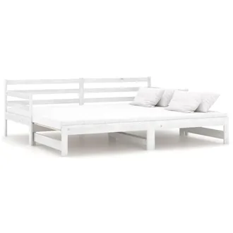 vidaXL Sof&aacute; Cama Extra&iacute;ble Madera Maciza De Pino Blanco 2x(90x200) Cm Vidaxl