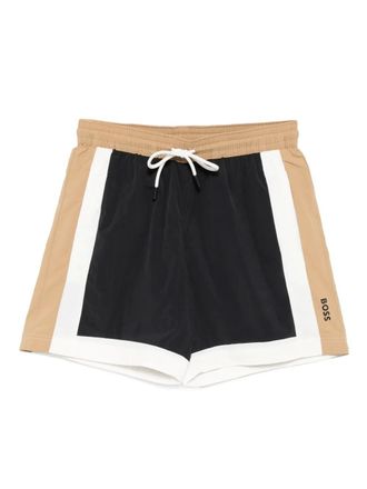 BOSS logo-printed swim shorts - Black