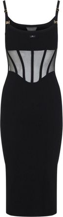 Elisabetta Franchi Corset-Panel Midi Dress - Black