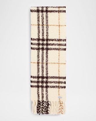Burberry Check Alpaca Wool Blend Boucl&eacute; Scarf