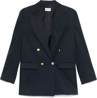 P.A.R.O.S.H. Blauw Getextureerd Double-Breasted Jasje - Dames - Blazers - Blauw - XS - Katoen - Jassen
