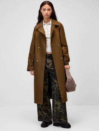 Twik Womens Marbled-button twill Trench Coat