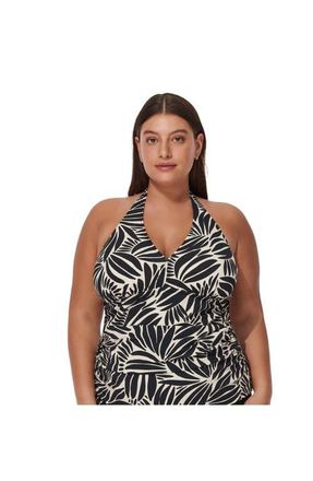 Gottex Comeback Plus Size Halter Tankini Top in Black-White at Nordstrom, Size 18