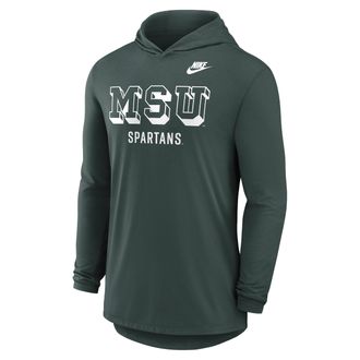 Nike Michigan State Legacy Nike Mens Dri-FIT College Long-Sleeve Hooded T-Shirt in Green | 01NB3EYMSV-1XM