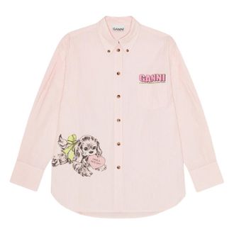 Ganni Striped Cotton Oversized Shirt