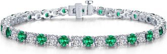 Lafonn Simulated Emerald & Simulated Diamond Tennis Bracelet in Green at Nordstrom, Size 7.25