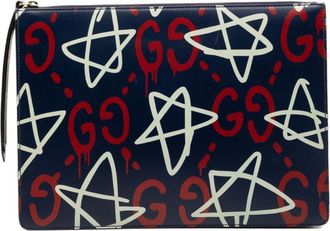 Gucci Multi-Color Navy Leather Clutch Bag (Pre-Owned)
