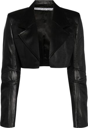 Alexander Wang cropped blazer - women - Viscose/Acetate/Linen/Flax - 0 - Black