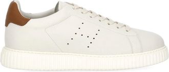 Hogan Ivory Smooth Leather Low-Top Sneakers