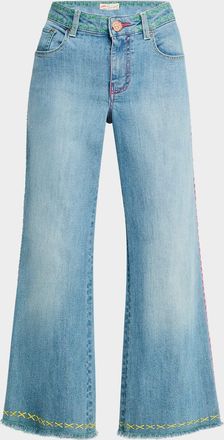 Maison Common Contrast Stitched Wide-Leg Cropped Jeans