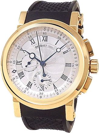 Breguet Pre-owned Breguet Marine Chronograph Silver Dial Mens Watch 5827BA/12/5ZU