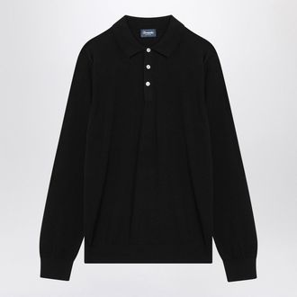 Drumohr Black Cotton Polo Shirt