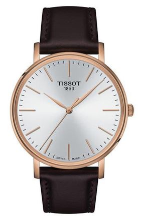 Tissot Everytime Leather Strap Watch, 40mm in White at Nordstrom Rack, Size 40 Mm