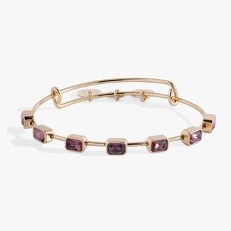 Alex and Ani February Birthstone Emerald Cut Bangle in Silver at Nordstrom
