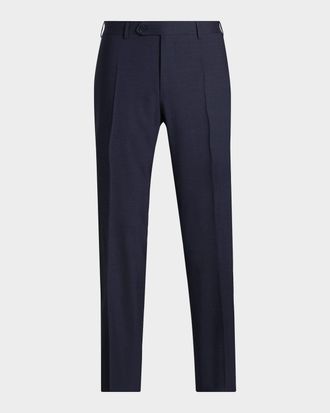 Canali Men & apos;s Wool Stretch Straight-Leg Trousers