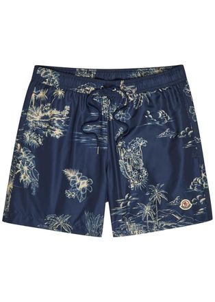 Moncler Floral-print Nylon Swim Shorts - Navy - XL