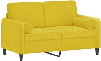 vidaXL Sof&aacute; De 2 Plazas Con Cojines Terciopelo Amarillo 120 Cm Vidaxl