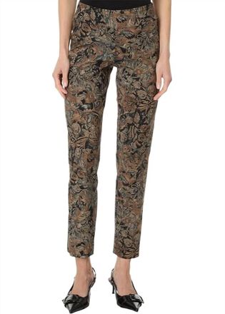 Krazy Larry Pull-On Ankle Pants In Brown Leaves