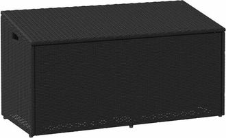 vidaXL Caja de almacenaje de jardín ratán sintético negro 110x50x58 cm Vidaxl