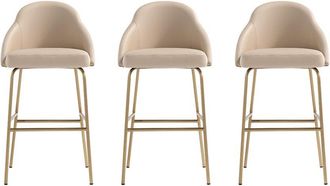 Manhattan Comfort Set Of 3 Gracie Modern Leatherette Barstools With Steel Legs