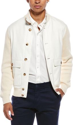 Brunello Cucinelli Knit Sleeve Leather Jacket
