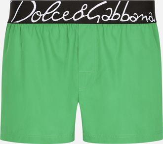 Dolce & Gabbana Short Swim Trunks With Logo - Man Beachwear Green Fabric 3