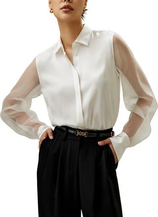LilySilk Ethereal Silk Shirt in Natural White at Nordstrom, Size X-Small