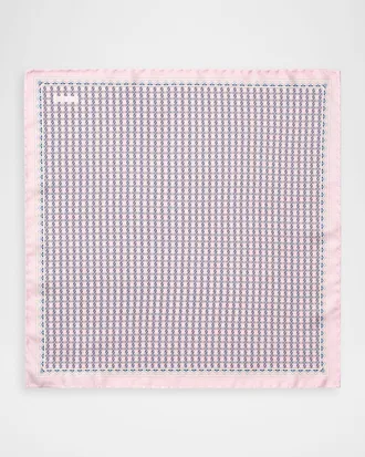 Eton Men & apos;s Geometric Link-Print Silk Pocket Square