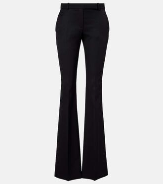 Alexander McQueen Pantaloni flared in lana a vita bassa