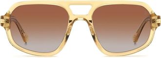 Stuart Weitzman 54mm Gradient Rectangular Aviator Sunglasses in Yellow/Brown Sf at Nordstrom