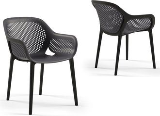 Omax Decor Atra Resin Patio Dining Chair in Anthracite Black - (Set of 2)