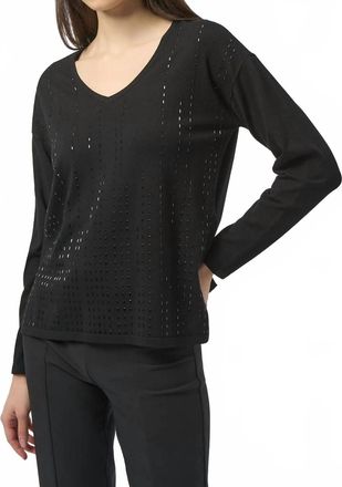 Joseph Ribkoff Iron-On V-Neck Pullover Sweater Top In Black