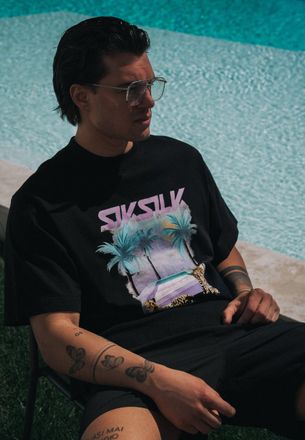 Siksilk Mens Black Graphic T-Shirt XXL