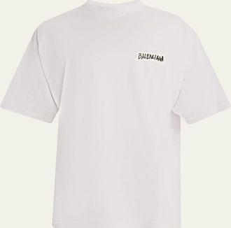 Balenciaga Mens Jersey Masking Tape Logo T-Shirt